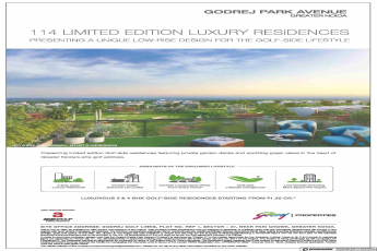 Book luxurious 3 & 4 BHK golf side residences @ Rs. 1.25 cr. at Godrej Park Avenue in Greater Noida
